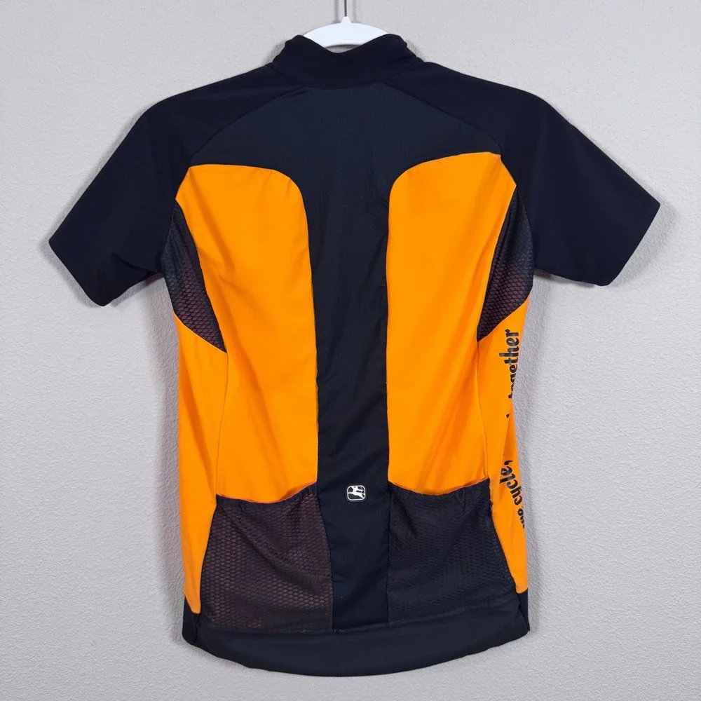 Giordana Women's L Made in Italy Cycling Jersey Orange Black Full Zip Club Bike
